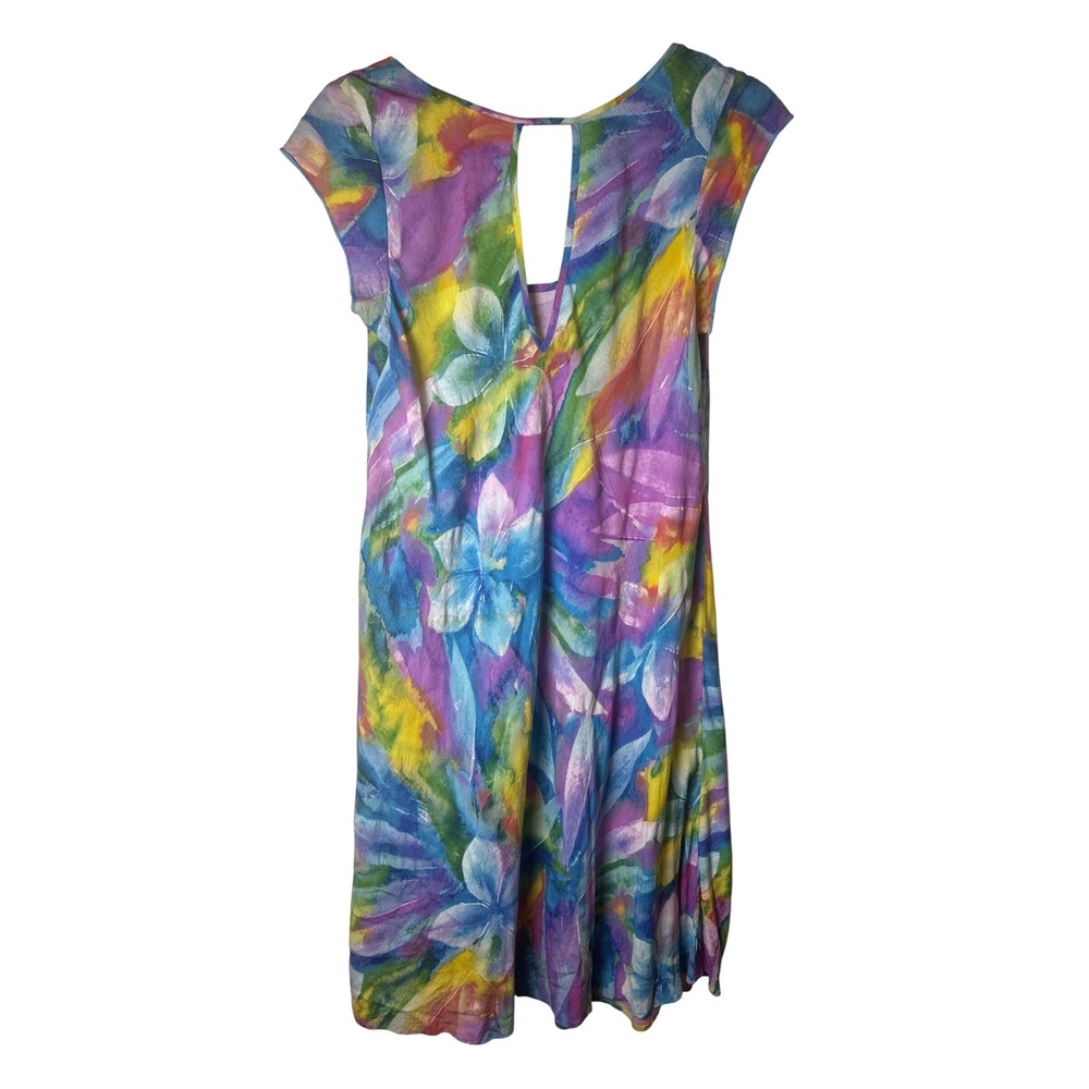 Jams World 50 Years Floral Watercolor Keyhole Shift Dress Womens XS Purple Multi - Picture 5 of 5